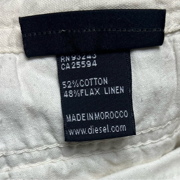 Vintage Y2K Diesel Ivory Low Rise Linen Pants Size 33 - Picture 7 of 10